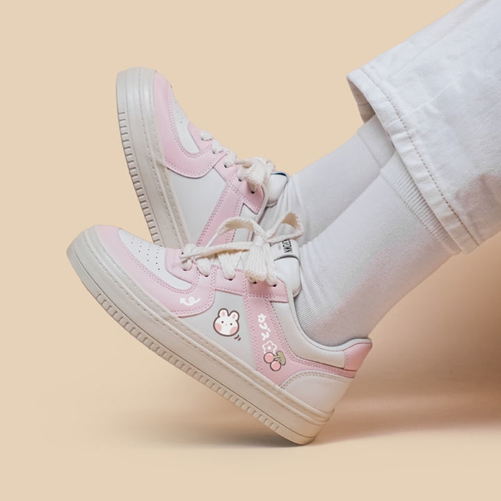 Kawaii Pink Cherry Bunny Chunky Sneakers - Juneptune