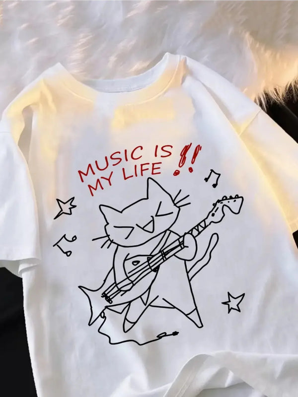 Rockstar Cat Graphic Tee