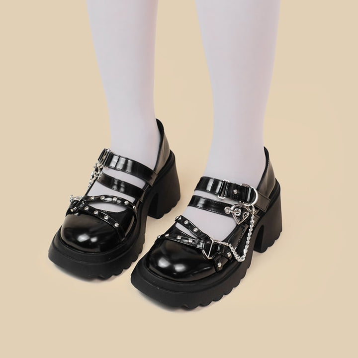 Gothic Lolita High Heel Black Shoes - Juneptune