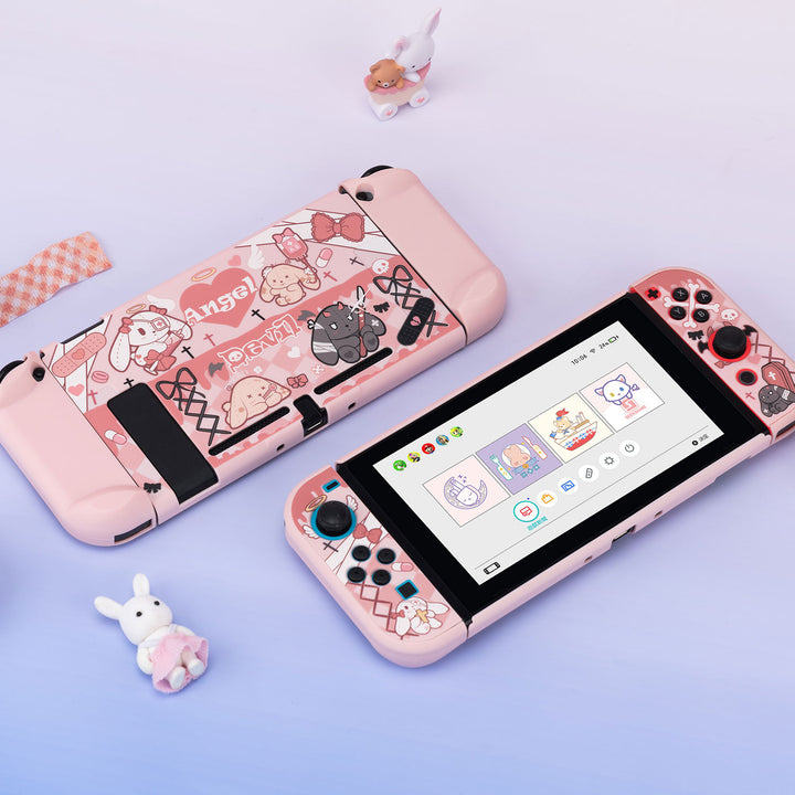 Kawaii Pink Gothic Rabbit Nintendo Switch OLED Case - Juneptune