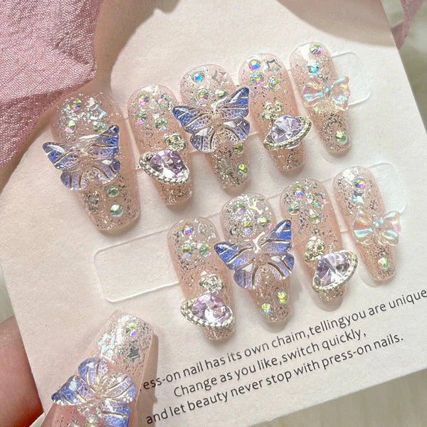 Crystal Butterfly Fairy Press-On Nails