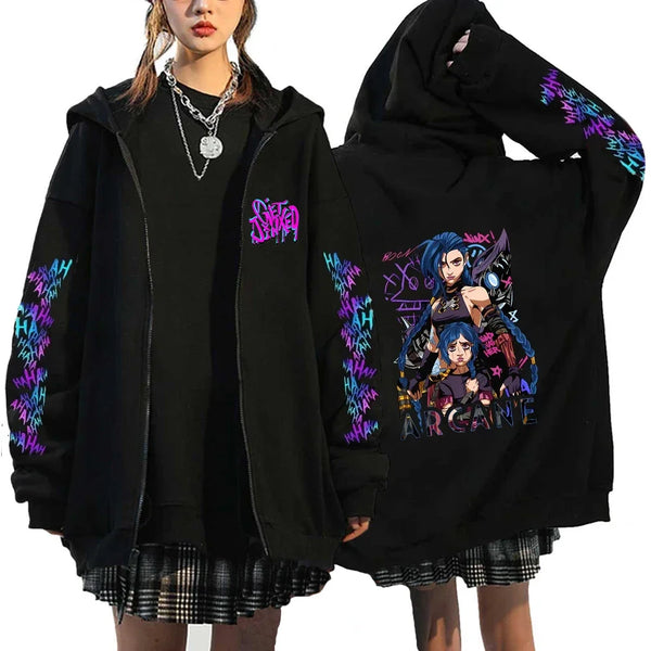 Arcane Jinx Graffiti Printed Hoodie