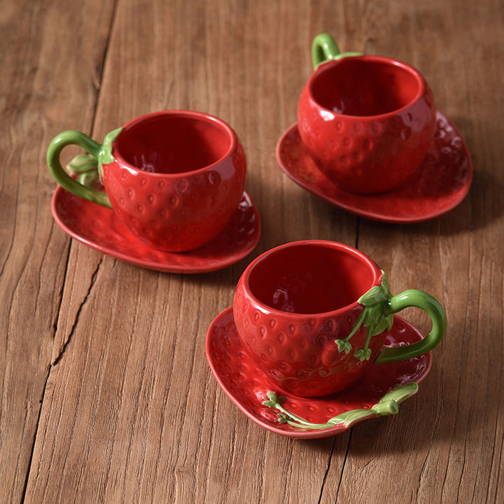 Kawaii Strawberry Ceramic Cup - Juneptune