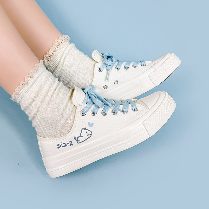 Kawaii Blue Cat Low Top Shoes - Juneptune