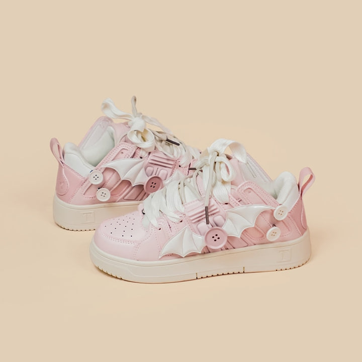 Kawaii Pink Angel Chunky Sneakers - Juneptune