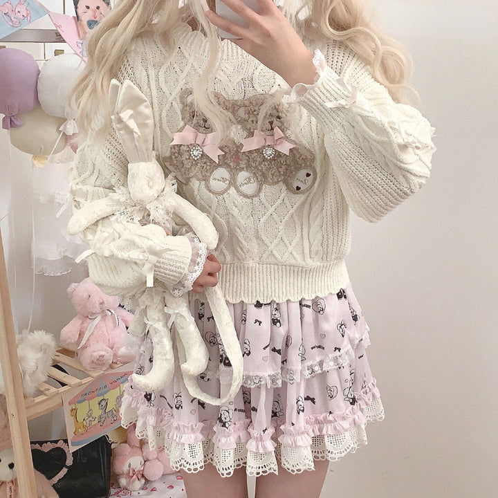 Sweet Lolita Knitted Bear Pullover - Juneptune