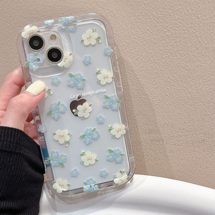 Aesthetic Blue Flower iPhone Case With Grip - Juneptune