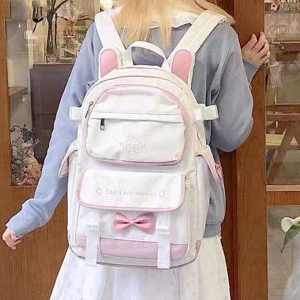 Kawaii Colorful Bunny School Backpack - Juneptune