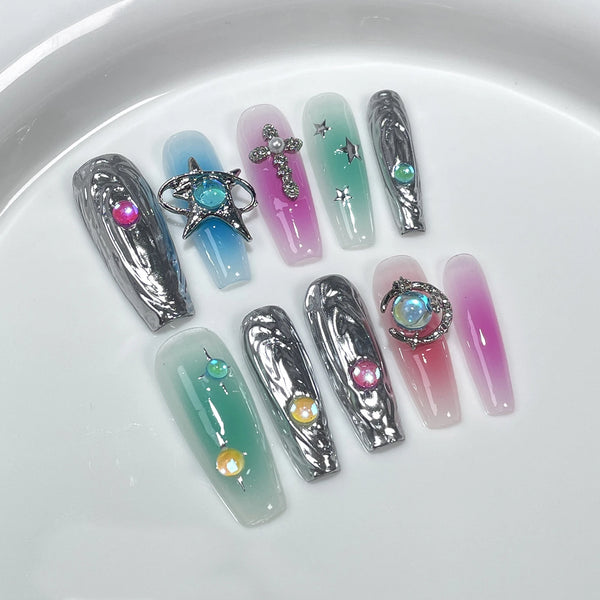 Cosmic Candy Drip Nails Set
