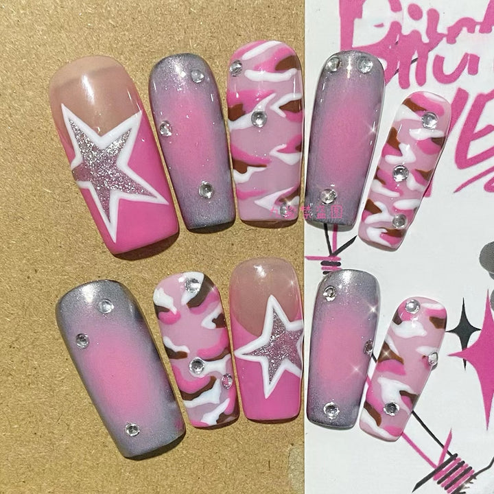 10pcs/Set Press-On Y2K Aesthetic False Nails - Juneptune