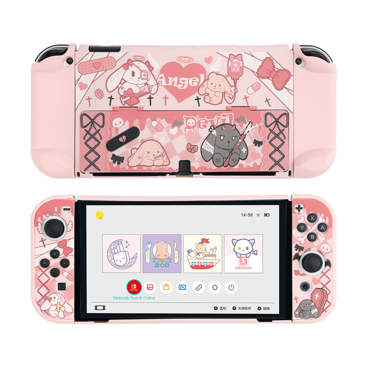 Kawaii Pink Gothic Rabbit Nintendo Switch OLED Case - Juneptune