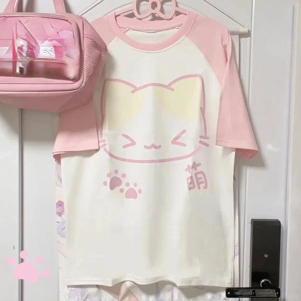 Kawaii Pink Cat T-Shirt