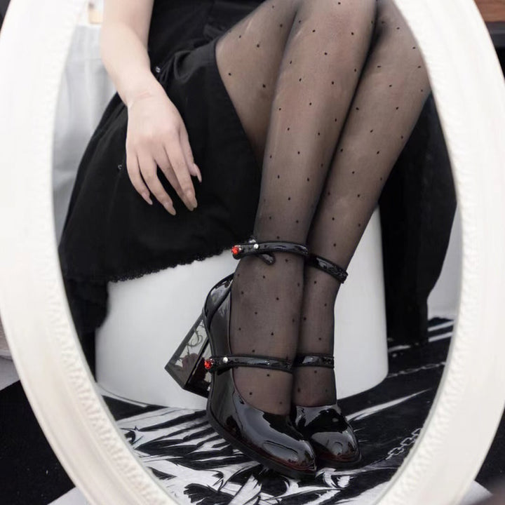 Gothic Lolita Rose Heels Shoes - Juneptune