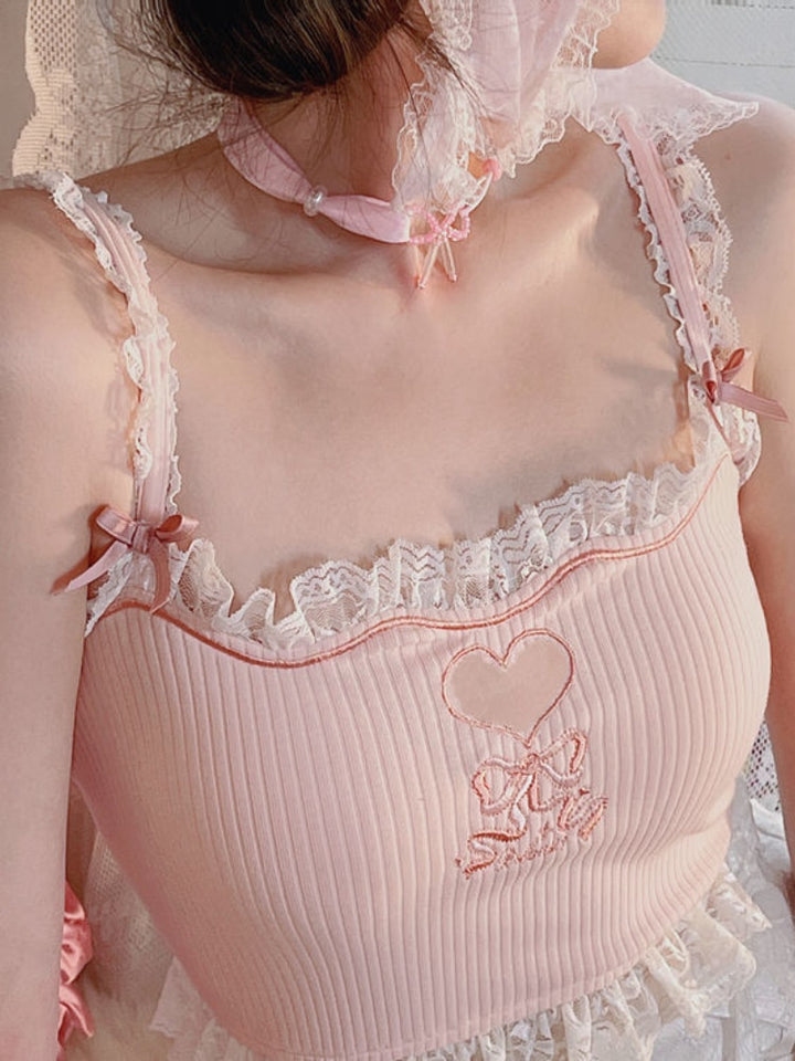 Pink Kawaii Lolita Tank Top - Juneptune