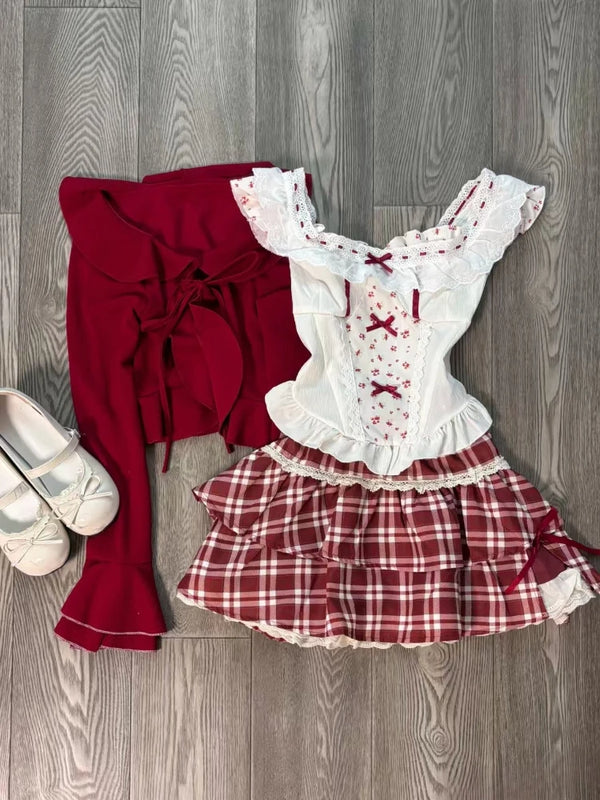 Red Riding Hood Plaid Outfit Set