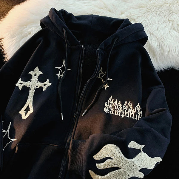 Y2K Starry Zip Up Hoodie