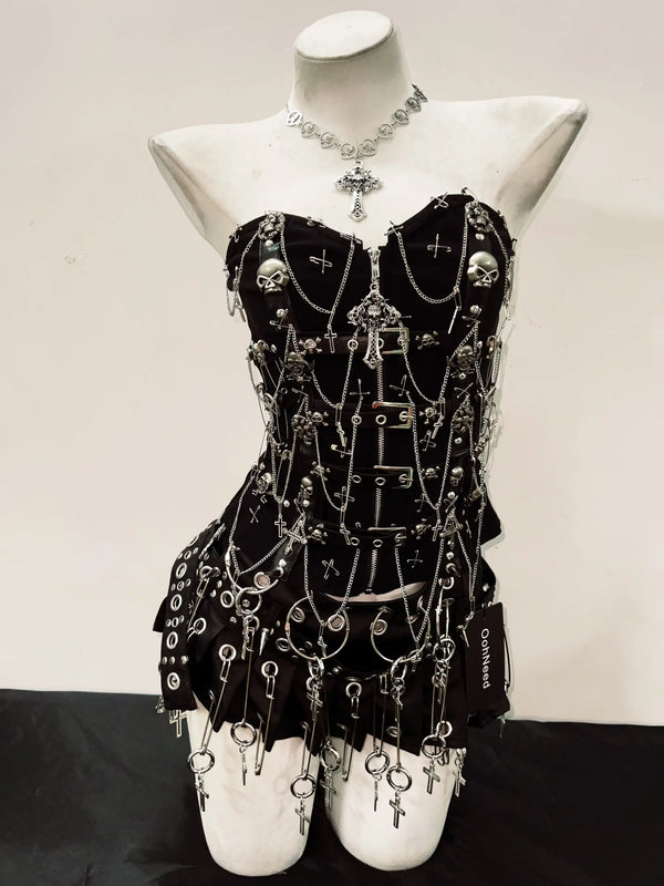 Iron Vow Gothic Corset & Skirt Outfit Set