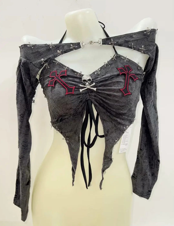 Gravebound Cross Gothic Top