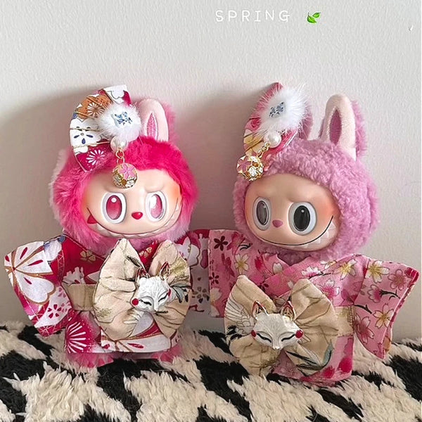 Cherry Blossom Kimono Labubu Doll Clothes Set