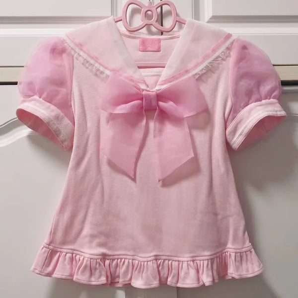 Sweet Sailor Puff Sleeve Top