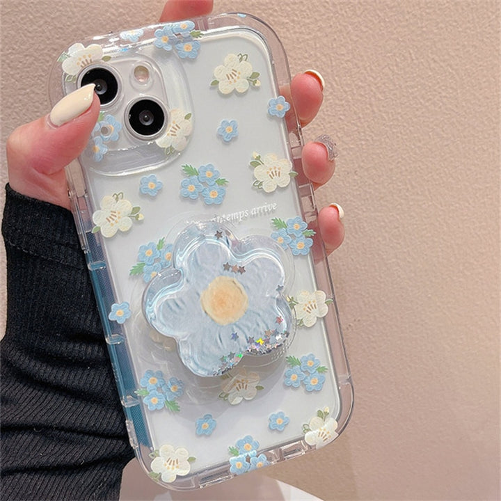 Aesthetic Blue Flower iPhone Case With Grip - Juneptune