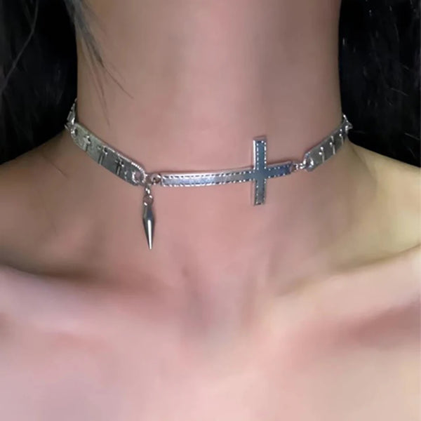 Vintage Cross Choker Necklace