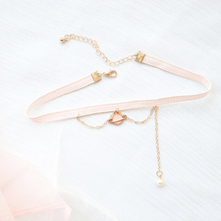 Kawaii Peach Pink Choker Necklace - Juneptune