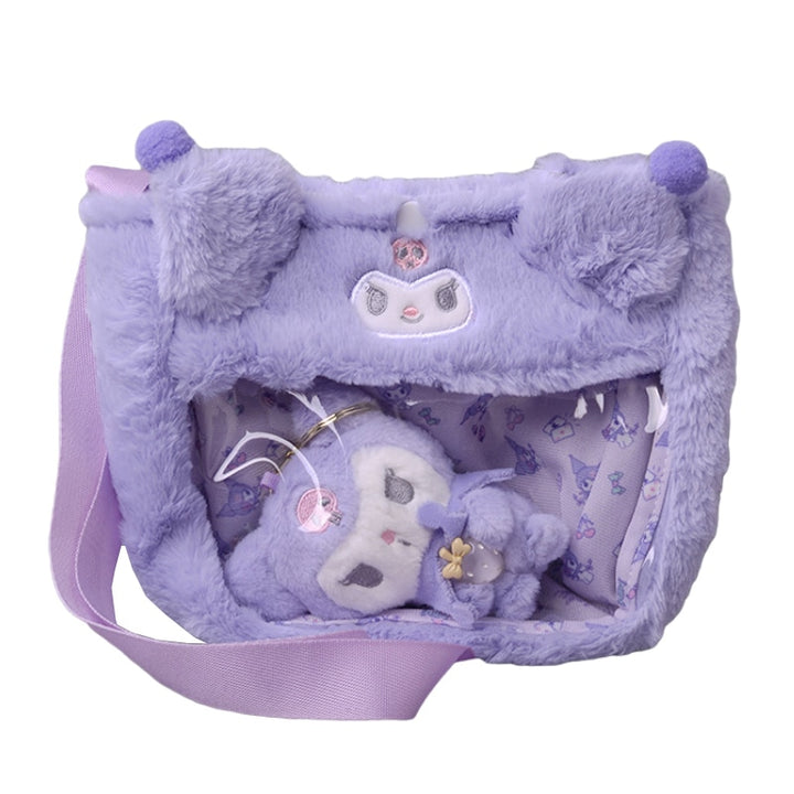 Kawaii Sanrio Fluffy Bag With Keychain - Juneptune