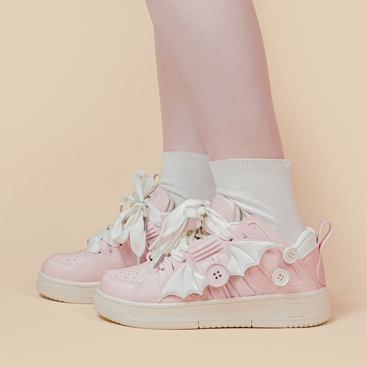 Kawaii Pink Angel Chunky Sneakers - Juneptune