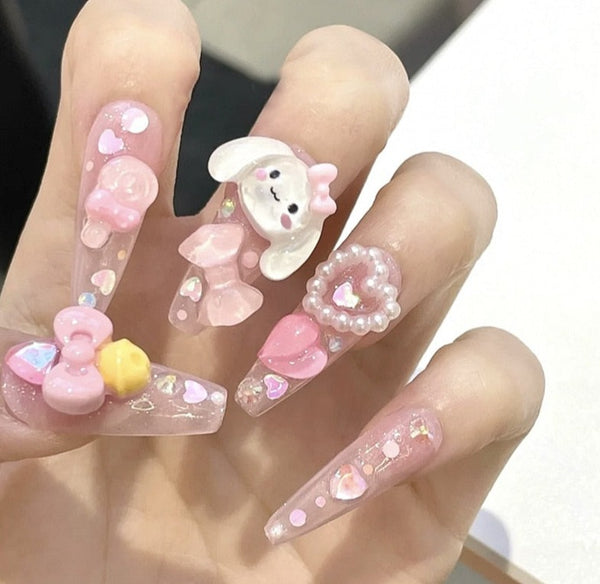 24pcs/Box Press-On Y2K Sanrio Kawaii Colorful False Nails - Juneptune