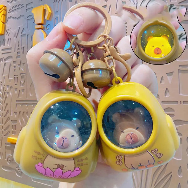 Space Capsule Luminous Capybara Keychain