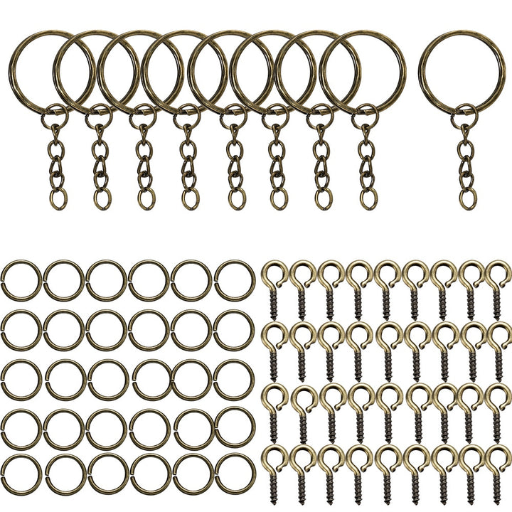 DIY Crafting Open Jump Rings Eye Pins Keychain Hooks Set - Juneptune