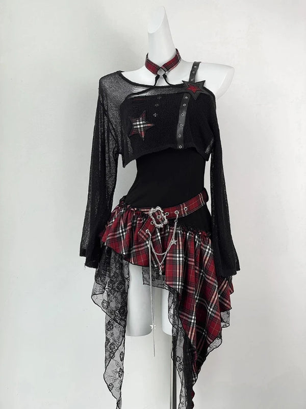 Anarchy Chains Plaid Outfit Set
