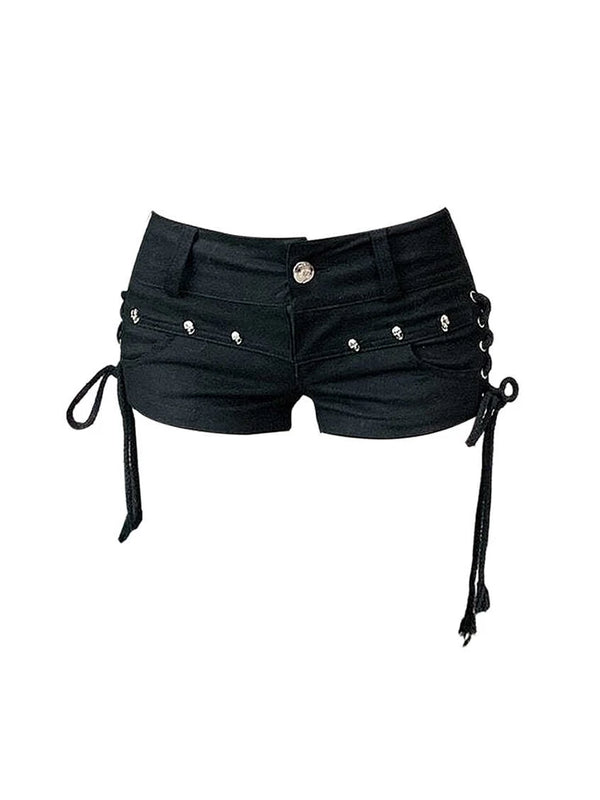 Midnight Lace-Up Micro Shorts