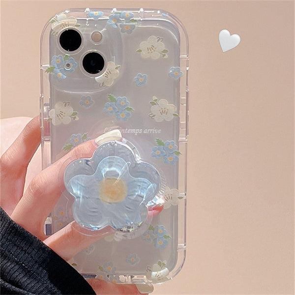 Aesthetic Blue Flower iPhone Case With Grip - Juneptune