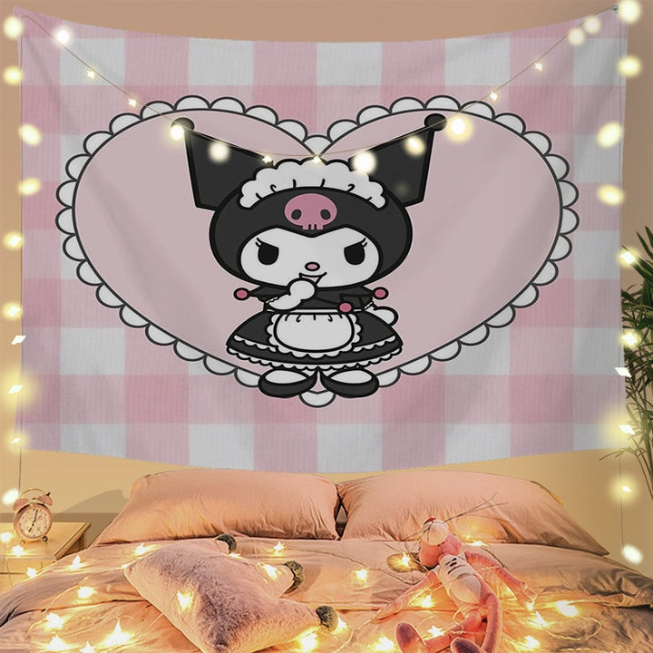 Sanrio Kawaii Kuromi Wall Decoration Tapestry - Juneptune