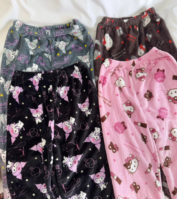 Kawaii Mascots Candy Flannel Pajama Pants