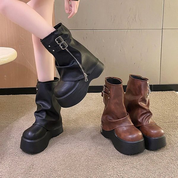 Oblivion Rise Platform Mid Calf Boots