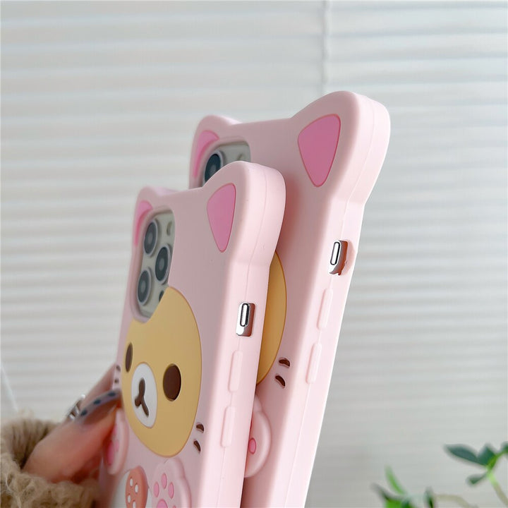 Pink Bear Silicone iPhone Case - Juneptune