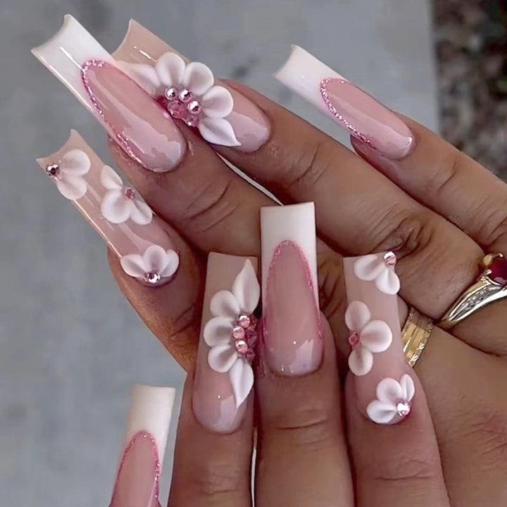 24pcs/Box Press On Long Aesthetic False Nails - Juneptune