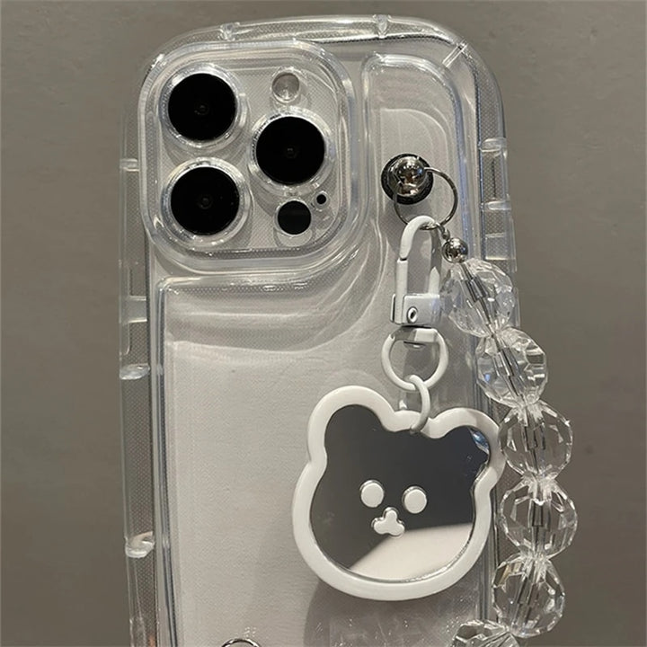 Aesthetic White Bear iPhone Case With Keychain - Juneptune