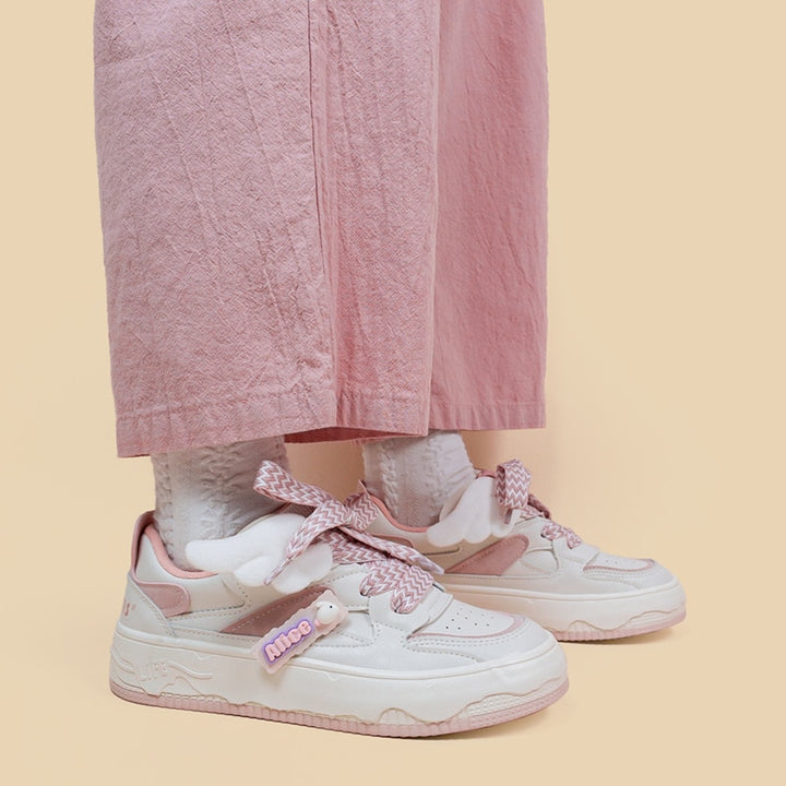 Kawaii Pink Angel Bunny Chunky Sneakers - Juneptune