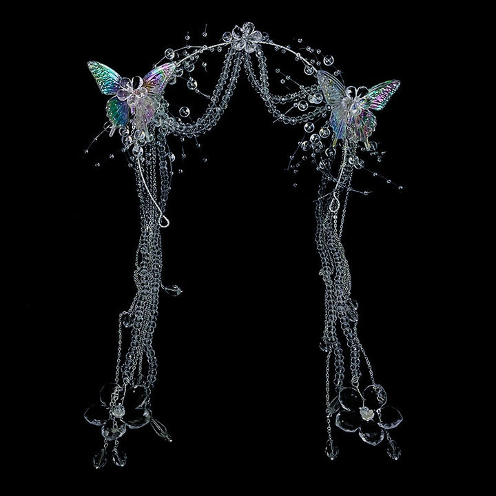 Cosplay Fairycore Transparent Butterfly Beads Headwear - Juneptune