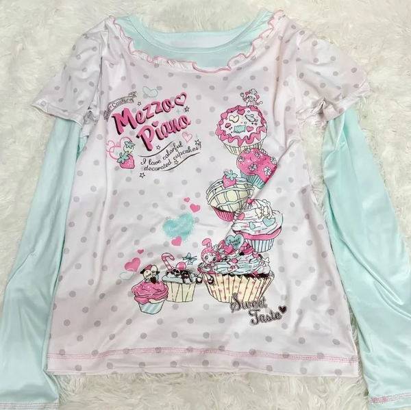 Pastel Cupcake Long-Sleeve Layered Tee