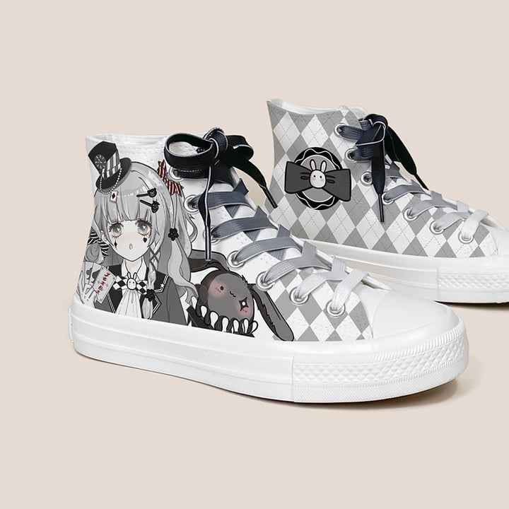 Kawaii Bunny Anime Girl High Top Shoes - Juneptune