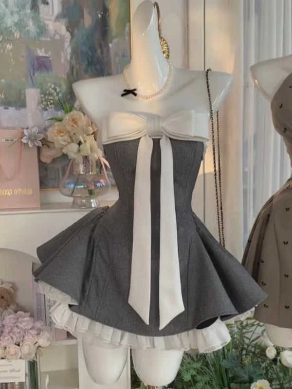 Ribbon Peplum Coquette Mini Dress