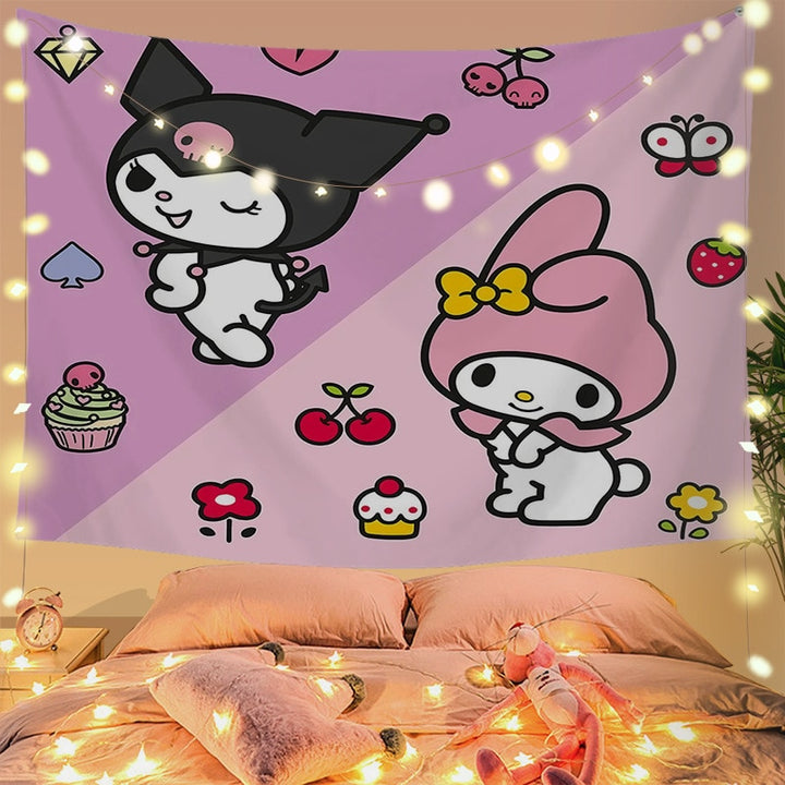 Sanrio Kawaii Kuromi Wall Decoration Tapestry - Juneptune