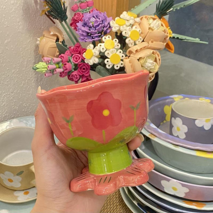 Kawaii Flower Ceramic Dessert Bowl - Juneptune