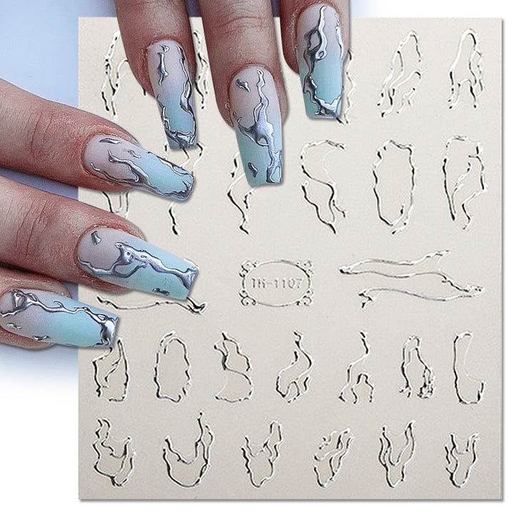 Silver DIY Nail Stickers - Juneptune