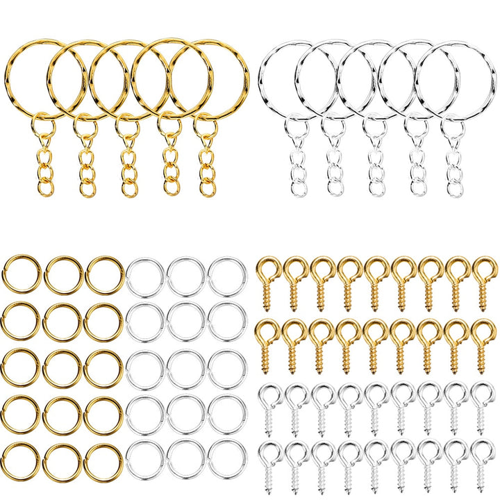 DIY Crafting Open Jump Rings Eye Pins Keychain Hooks Set - Juneptune